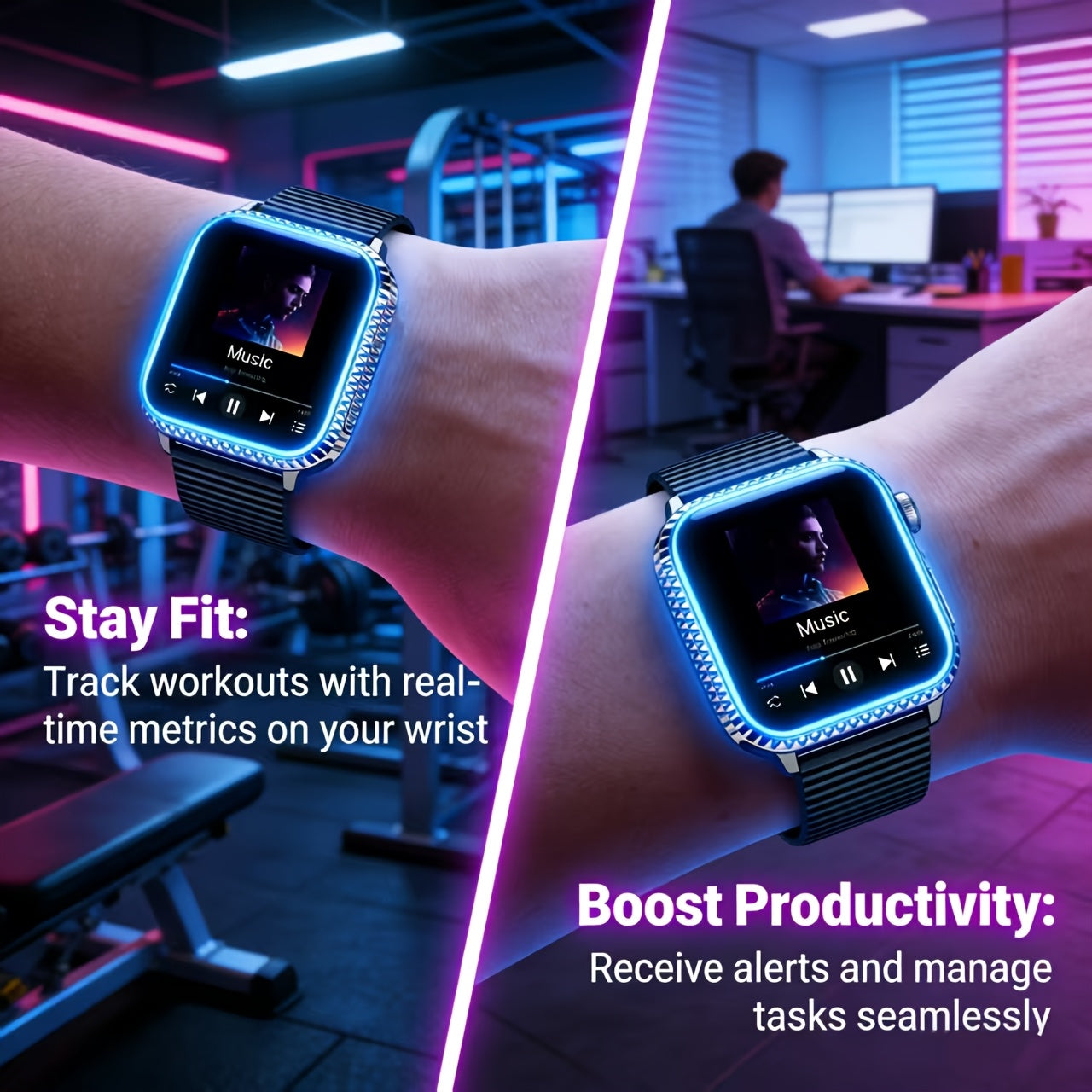 Smartwatch with Wireless Calling, Music Control, Sport Modes and One- or Two-Watch Packs for Couples
