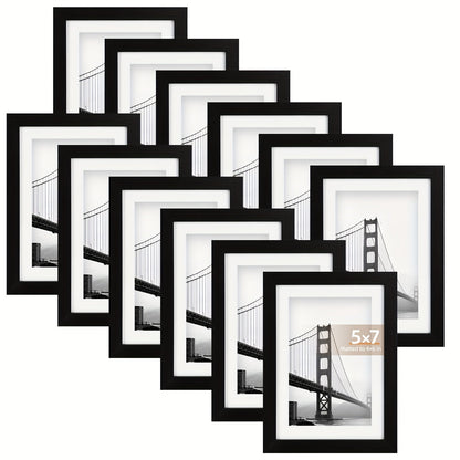 Black Picture Frame Set with 12 or 24 Frames in 4 x 6, 5 x 7 or 8 x 10-Inch Checkout Sizes