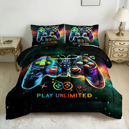 Kids Comforter Set 3 Piece Soft Breathable Quilt with 2 Pillowcases - Digital Print Bedding Set for Bedroom Dorm, Twin Full Queen King, Boys Girls Bed Set