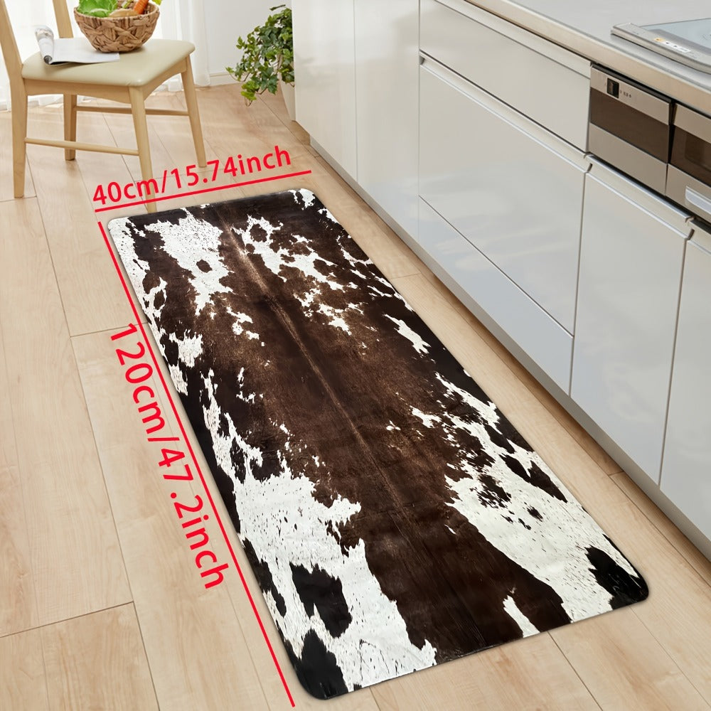Cowhide Patterned Kitchen Mats Set of 2 – Memory Foam Anti-Fatigue Floor Mats, Non-Slip Animal Print Cushioned Standing Mat for Kitchen Hallway Bathroom Laundry Room