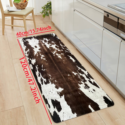 Cowhide Patterned Kitchen Mats Set of 2 – Memory Foam Anti-Fatigue Floor Mats, Non-Slip Animal Print Cushioned Standing Mat for Kitchen Hallway Bathroom Laundry Room