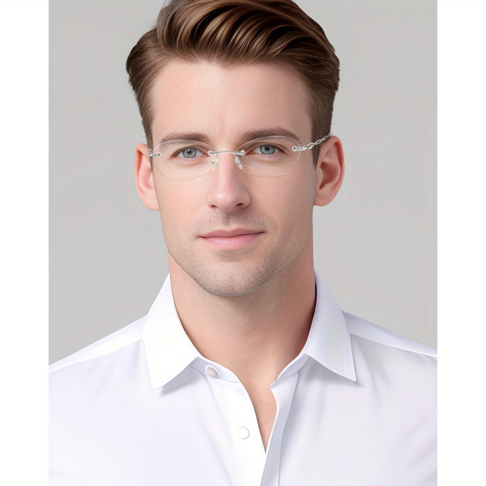 Reading Glasses – Three-Pair Rimless Metal Blue-Light Readers in Multiple Colors and Strengths