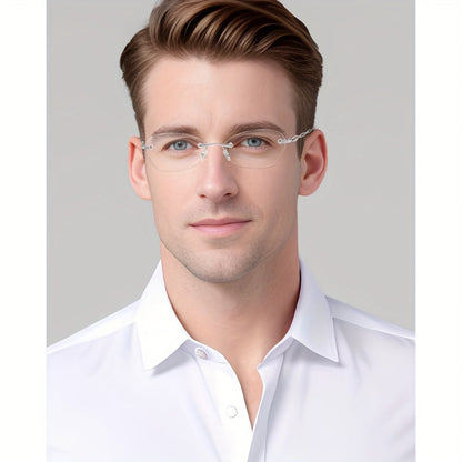 Reading Glasses – Three-Pair Rimless Metal Blue-Light Readers in Multiple Colors and Strengths
