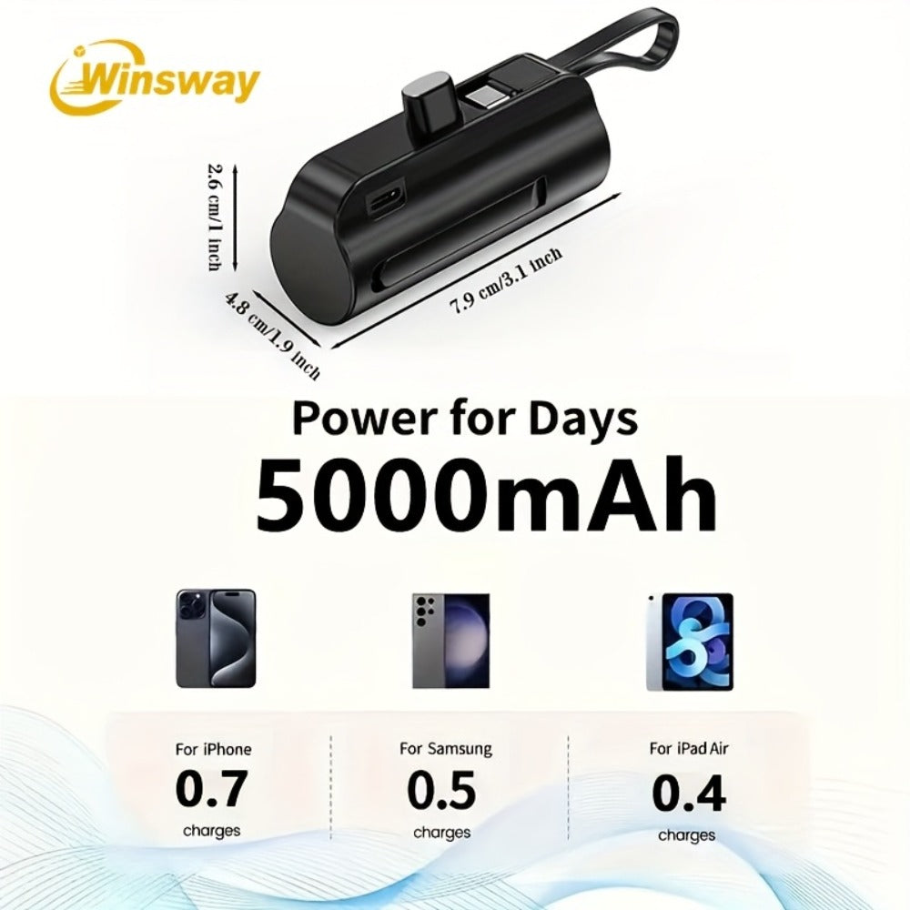 Power Bank 5000mAh Capsule with Dual-Port Options, Wireless Charging and Phone Holder in Four Colors