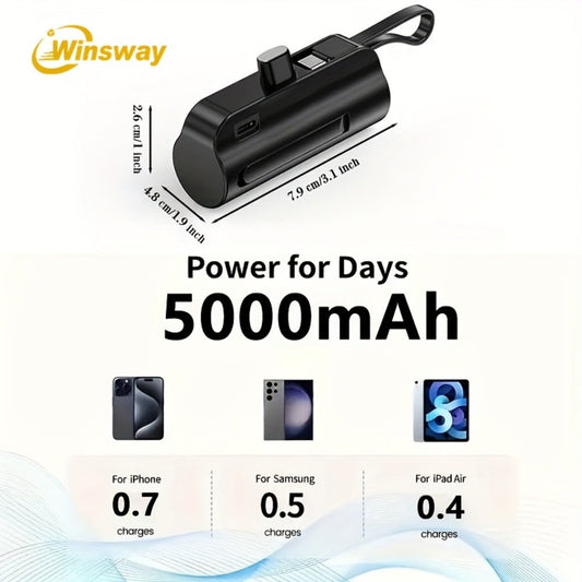 Power Bank 5000mAh Capsule with Dual-Port Options, Wireless Charging and Phone Holder in Four Colors
