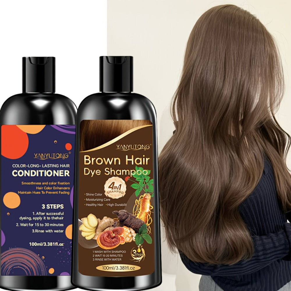 Hair Color Shampoo, YANYUTONG 4-in-1 Color Shampoo and Conditioner Pair in Three Color Options