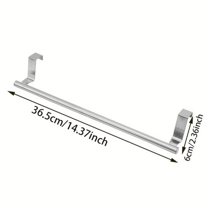 Stainless Steel Over-Cabinet Towel Bar Set, 2 Pieces in Black or Silver, 36.5cm for Kitchens and Bathrooms