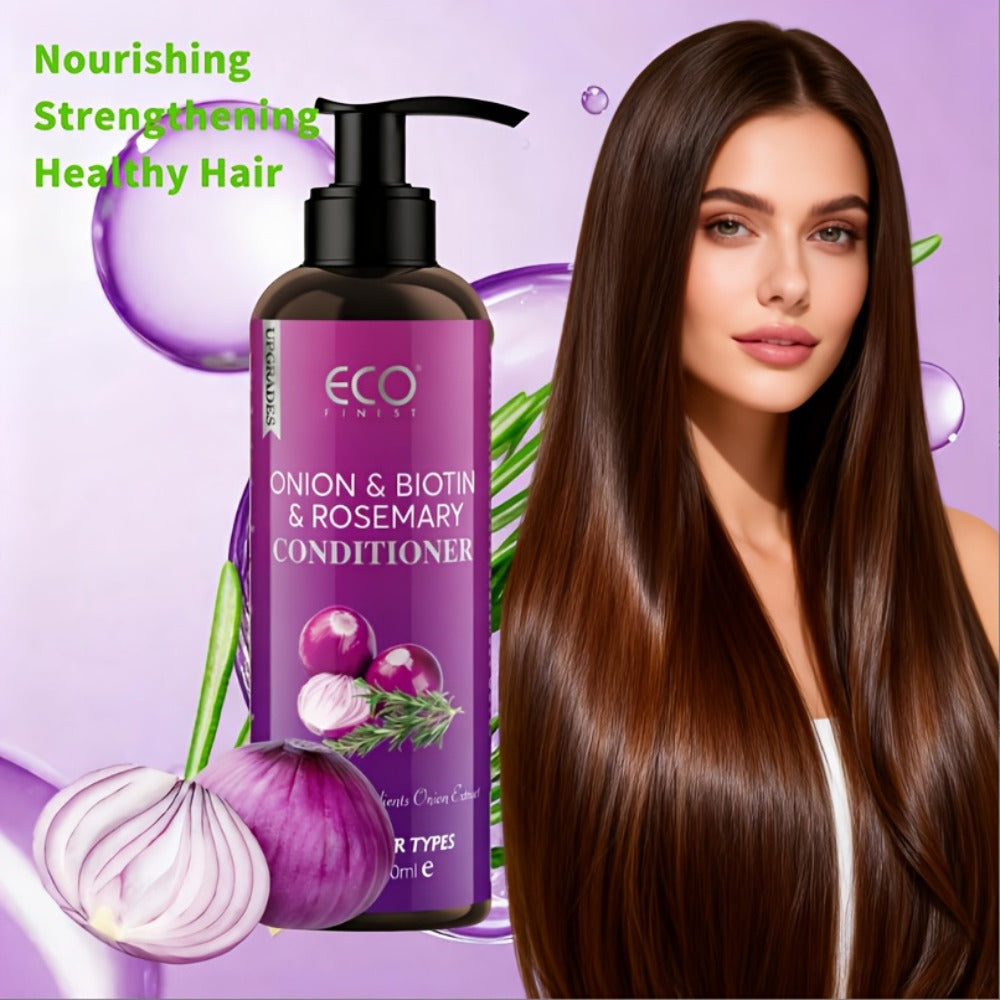 Onion Biotin Shampoo and Conditioner Set — Rosemary & Jojoba Oil, Anti-Dandruff, Strengthening & Nourishing for Dry Rough Damaged Hair, Promotes Hair Growth, Smoothing Formula, Men & Women