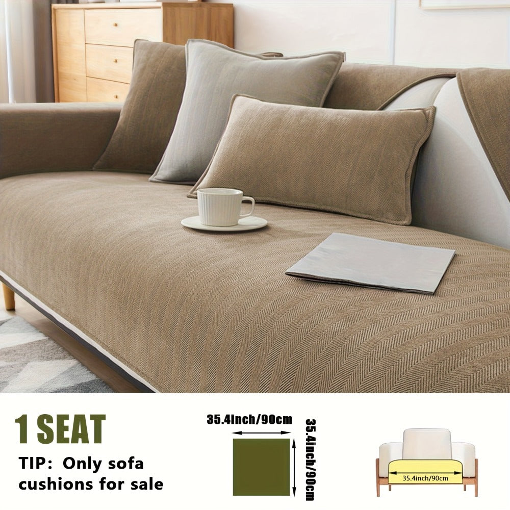 Sofa Cover Ribbed Chenille Stretch Panels with Non-Slip Design for 1 to 4 Seats, Armrests or Cushions