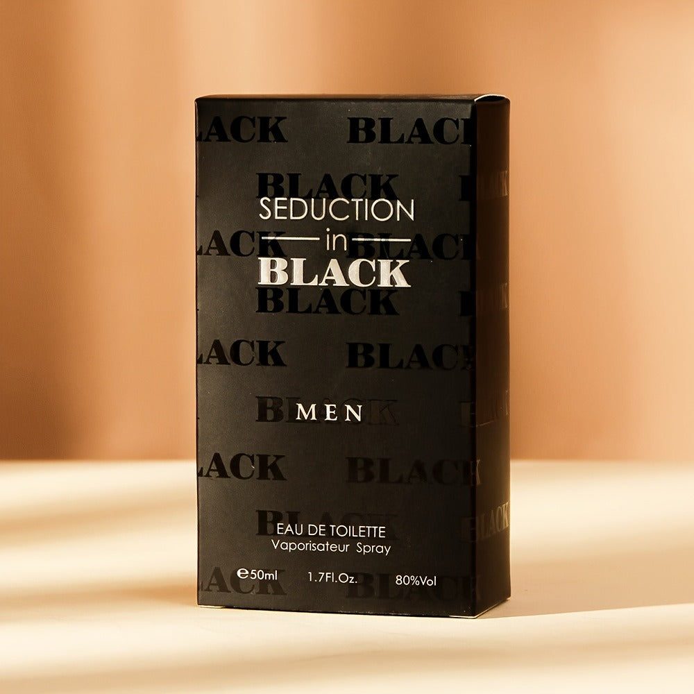 Cologne Eau de Toilette for Men SEDUCTION in BLACK 50ml Spray with Black Bottle and Boxed Presentation