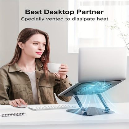 Laptop Stand Adjustable Aluminum Alloy Foldable Portable Ergonomic Desk Riser Compatible with 10 to 16.5 Inch Laptop MacBook Notebook Tablet Computer Stand Holder for Home Office – Black & Silver