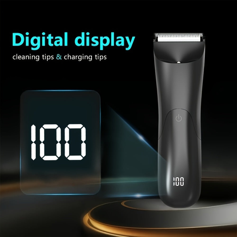 Ceramic Blade Groin Trimmer for Men USB Rechargeable Electric Body Hair Shaver Dry Wet Use 2 Protective Covers 500mAh Lithium Battery Pubic Chest Back Grooming Gift Valentine Father's Day