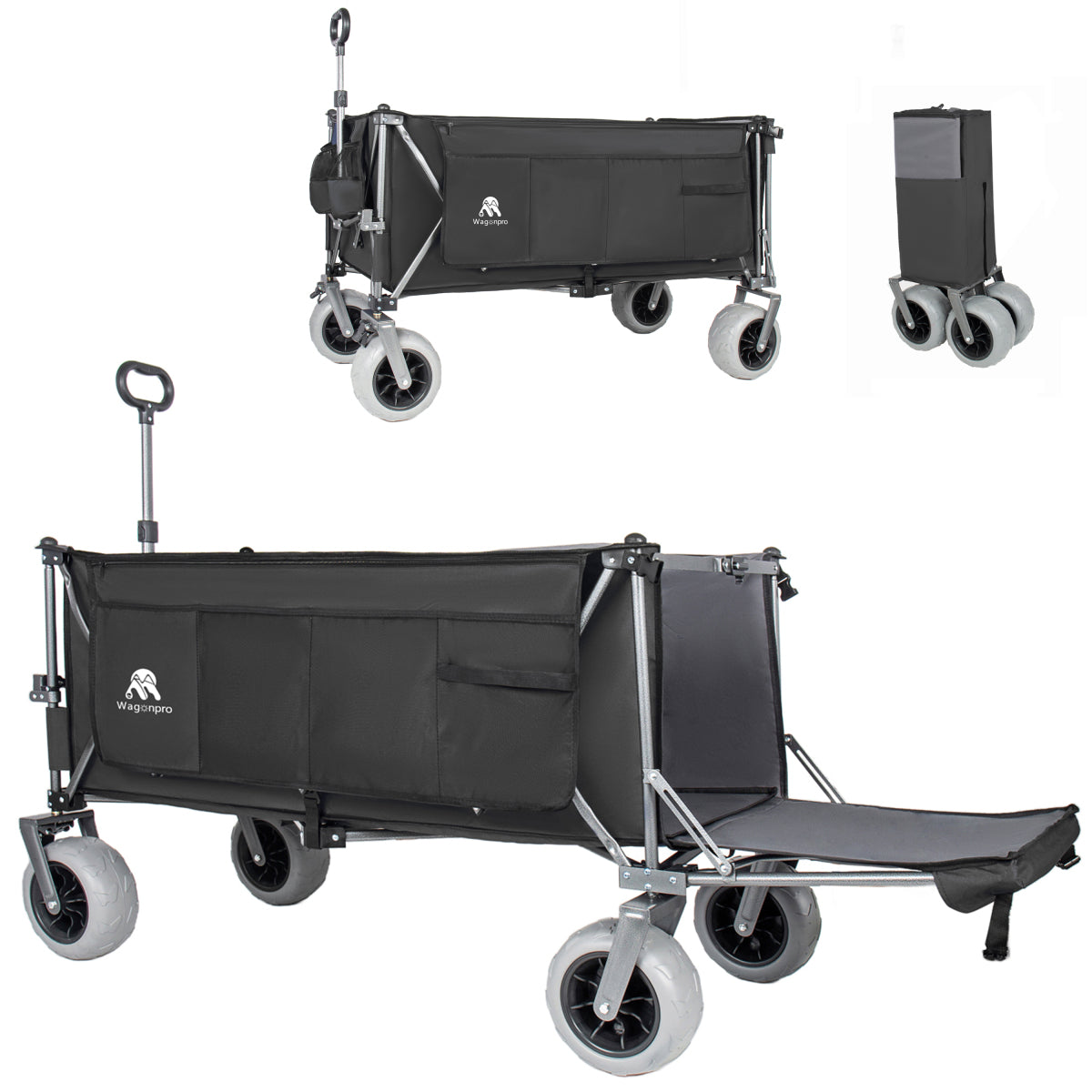 Heavy Duty Folding Wagon 52 Inch Utility Cart 560 lbs Capacity Collapsible Beach Wagon with Ultra-Stable Frame for Garden Sports Camping Outdoor