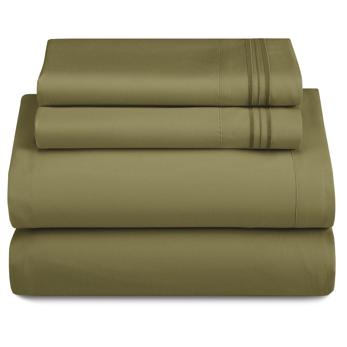 Bed Sheet Set 1800-Series Microfiber with Six Fitted-Sheet Sizes and Twenty Solid Color Choices