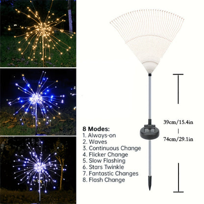 Solar Garden Light Firework Starburst Stakes with 8 Modes, Warm White or Colorful LED Options