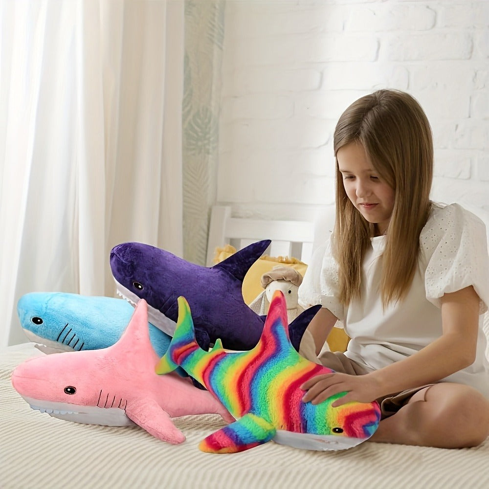 Shark Plush Stuffed Animal Mixed Colors – Cute Soft Shark Doll Couch Throw Pillow, Ocean Animal Toy Gift for Girls Kids Women Birthday Christmas Holiday