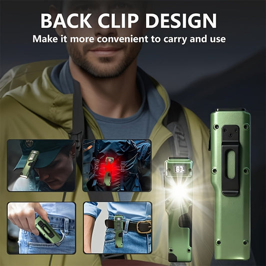 Flashlight 2-Piece EDC Set with Eight Modes, USB-C Charging, Digital Display and Mini Backup Light