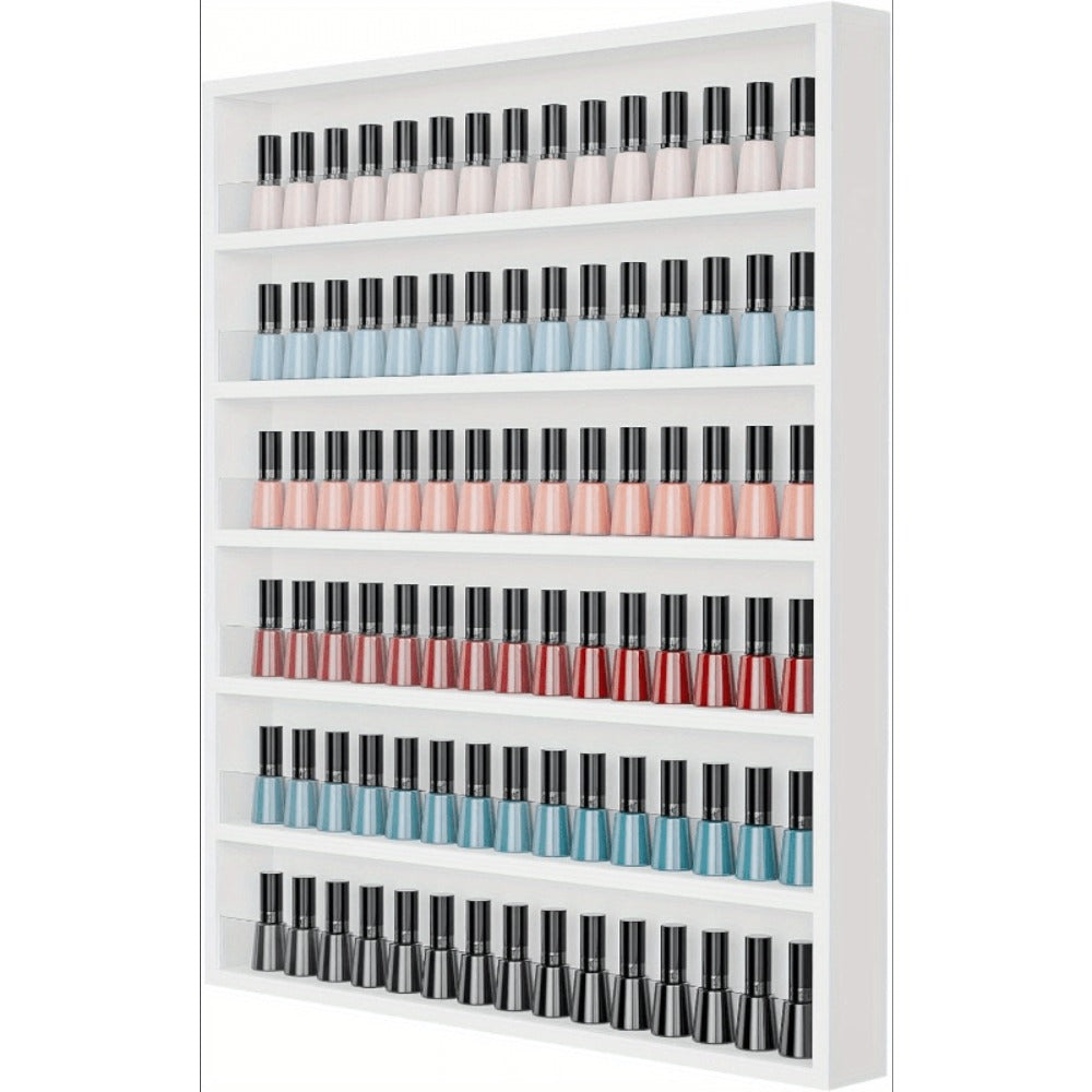 Nail Polish Rack Wall Mount Organizer 6-Tier & 10-Tier with Acrylic Baffle – Salon Display Shelf for Nail Polish Storage, Home Nail Studio & Spa, Black White Pink