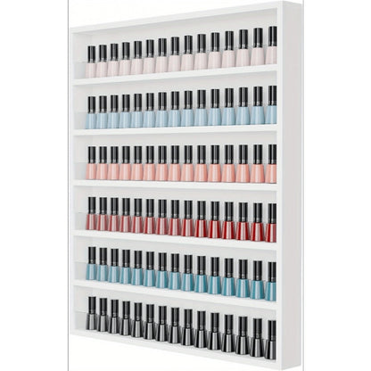 Nail Polish Rack Wall Mount Organizer 6-Tier & 10-Tier with Acrylic Baffle – Salon Display Shelf for Nail Polish Storage, Home Nail Studio & Spa, Black White Pink