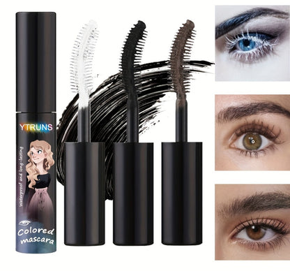 YTRUNS Colored Mascara in Six Shades from White and Brown to Black, Green, Blue or Purple with Curved Wands