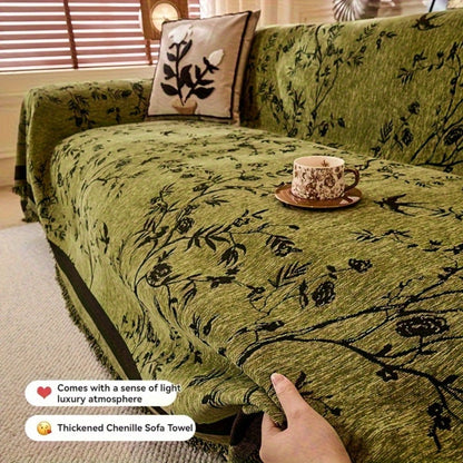 Sofa Cover Chenille Thickened Non-Slip Couch Slipcover Floral Pattern for Living Room Office Pet-Safe All-Season — 1 2 3 4 Seater Sizes