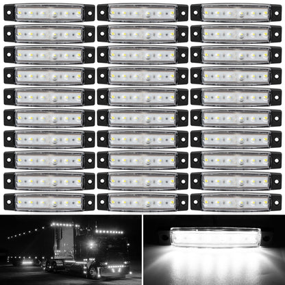 LED Side Marker Lights 30-Pack – 3.8" 6-LED Indicator Lamps for Car, Truck, Trailer & Bus, 12V Multi-Color