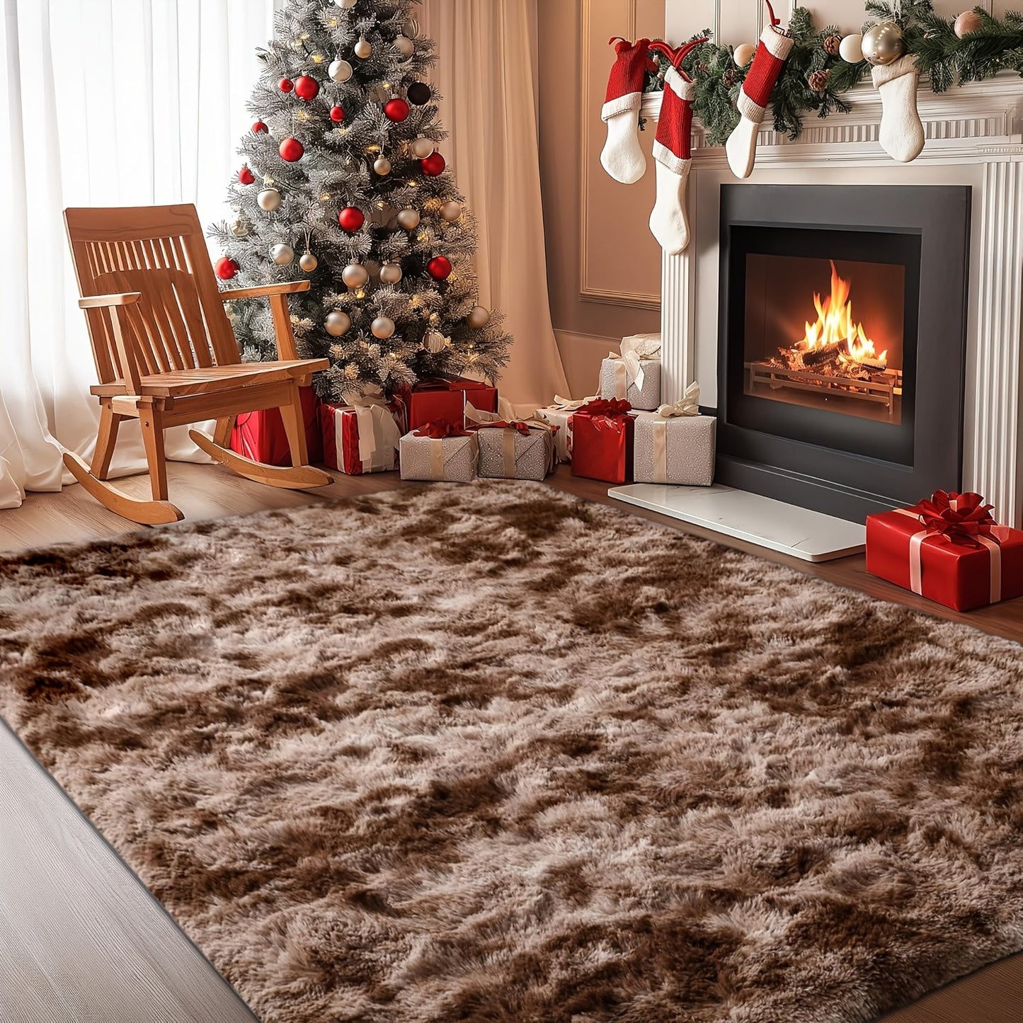Fluffy Indoor Area Rug in Five Colors and Six Size Options for Living Room, Bedroom, Kitchen or Bathroom