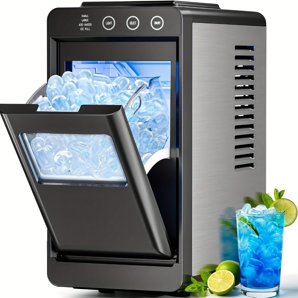 Black Countertop Ice Maker with 28 lb Daily Label, 8 Cubes per 6 Minutes, 27 oz Tank and Scoop