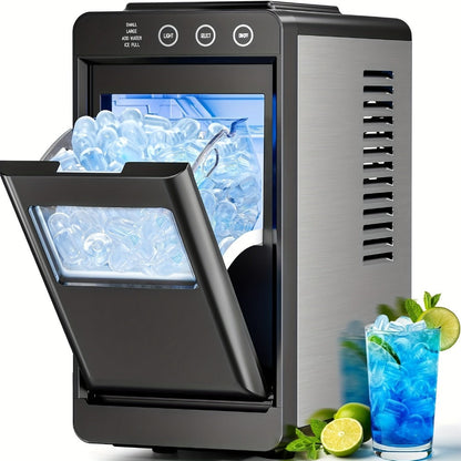 Black Countertop Ice Maker with 28 lb Daily Label, 8 Cubes per 6 Minutes, 27 oz Tank and Scoop