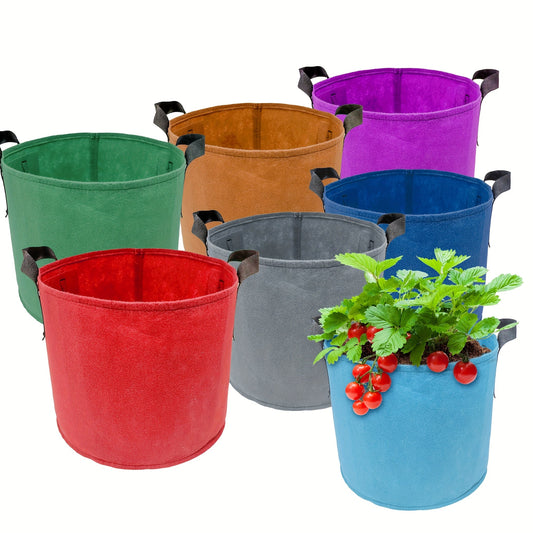 5/7/10/15 Gallon Plant Grow Bags, 7Pack Colourful Fabric Planters Plant Pots Garden Bags To Grow Vegetables With Reinforced Handles, Aeration Growing Bags For Flower Fruit