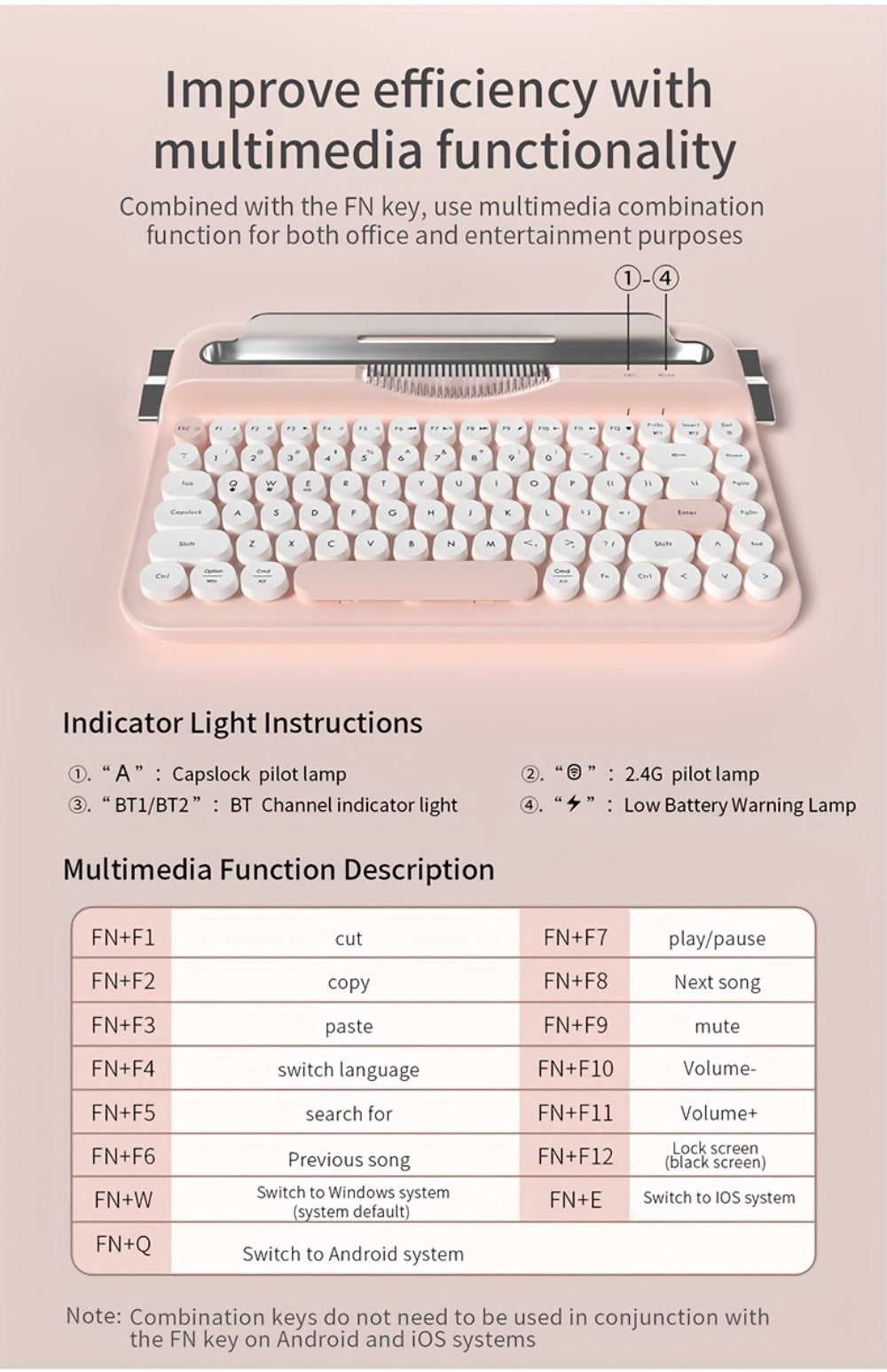 Retro Wireless Keyboard AJAZZ AF84 2.4G Dual-Mode – 84 Keys, Type-C Charging, Built-In Phone Stand, Classic Vintage Design for PC, Mac, Laptop & Tablet | Yellow