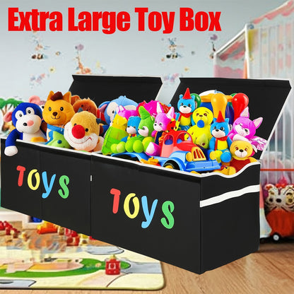 Collapsible Toy Storage Box with Lid, Side Handles and Two- or Four-Grid Divider Options for Playrooms