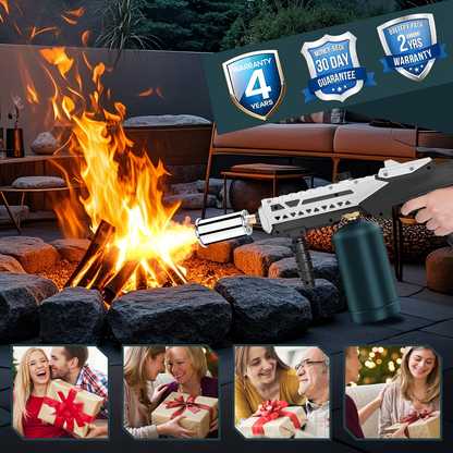 Long-Handle Propane Grill Torch with Adjustable Flame, Trigger Ignition and Silver-Black Finish