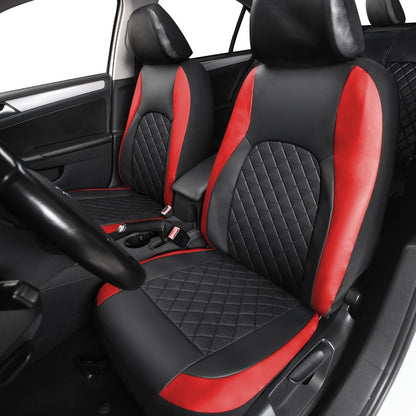 Car Seat Covers 5-Seat Nappa-Style PU Leather Full Set in Red, Blue, Black and Gray Color Options