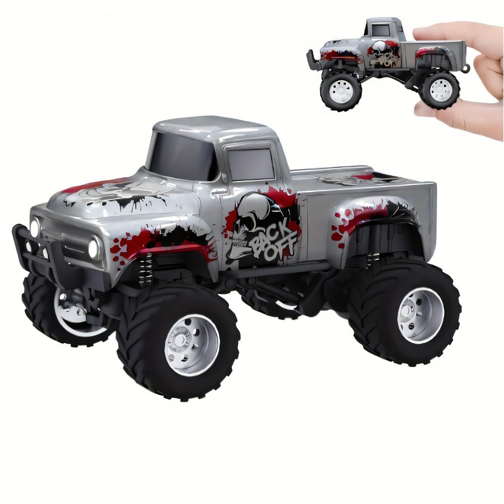 RC Monster Truck 1:64 Scale Alloy Shell with LED Lights, Multi-Control Modes, Adjustable Speed & Steering