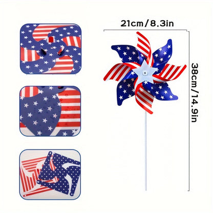 Patriotic Red, White and Blue Pinwheel Decorations with 38 × 21 cm Stakes in 20-, 30- or 40-Piece Packs