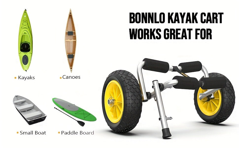 Kayak Cart Trolley Carrier Dolly – Canoe Paddle Board Boat Transport with 10-Inch Solid Wheels
