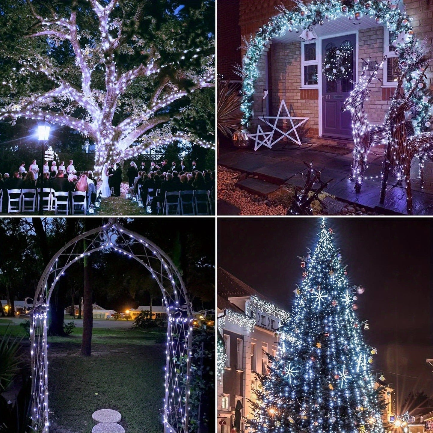 Solar String Lights Outdoor 2 Pack 104Ft 300LED IP65 Waterproof 8 Modes Fairy Lights for Garden Yard Patio Tree Christmas Wedding Party Decor
