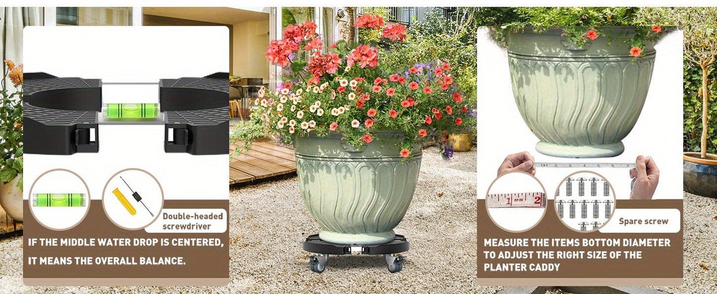 Plant Stand with Wheels 440 lbs – Adjustable 15-22" Heavy Duty Pot Roller with Lockable Swivel Casters for Indoor & Outdoor Planters