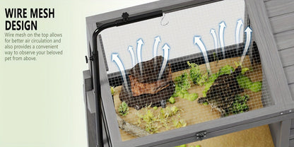 Large Tortoise Habitat Turtle Cage Enclosure with Detachable Legs Removable Roof Ramp Lamp Holder Indoor Outdoor