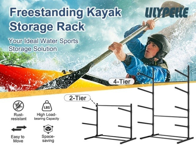 Kayak Storage Rack, Adjustable Stand for SUP, Canoe & Paddle Board, Wall, Dock & Freestanding, 400 lbs Capacity