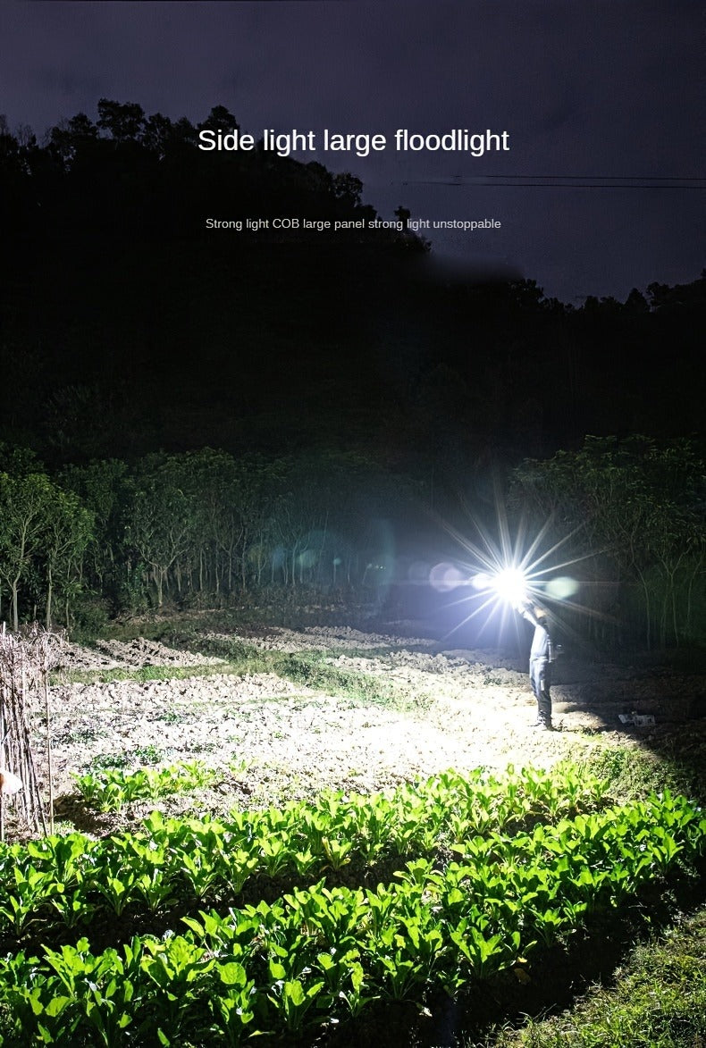 Flashlight 2000-Lumen Rechargeable Searchlight with 2400mAh Battery, Side Lantern and USB Output