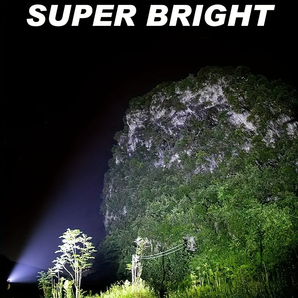 Flashlight 2000-Lumen Solar and USB-C Rechargeable Carrying Light with Power Bank and Four Modes