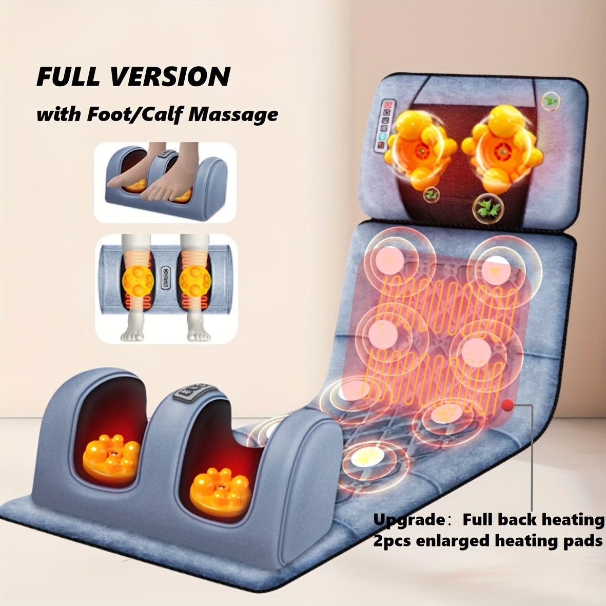 EMS Leg Massager Full Body Massage Pad 10-Zone Wave Vibration Kneading Pillow with Foot Calf Massager Hot Compress & Storage Bag