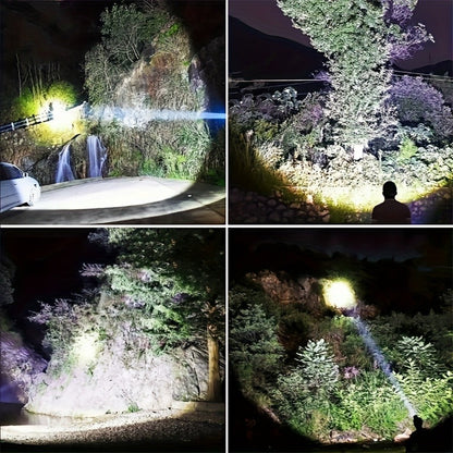 Flashlight IPX4 Solar and USB Rechargeable Searchlight with Six Modes and Three Color Filters