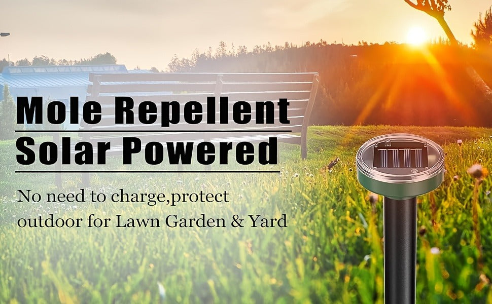 Solar Ultrasonic Pest Repeller Outdoor Waterproof Rodent Repellent Stake for Yard Garden Farm Mole Snake Skunk Dog Deterrent Device IP44 2/4/6/10 Pack