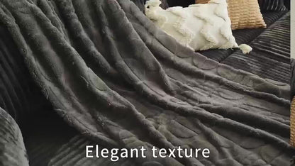 Raised Geometric Throw Blanket in White, Blue or Grey with 40 x 60, 60 x 80 and 80 x 90-Inch Size Options