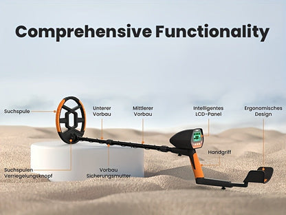 LCD Metal Detector with 8-Inch Search Coil, Adjustable Shaft and Green, Yellow or Basic-Version Options