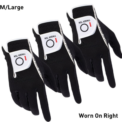 Wet Weather Golf Gloves Rain Grip 3-Pack for Men | Breathable Water-Resistant Golf Gloves for Left & Right Hand – Durable Comfortable Fit in Hot & Wet Conditions (Black, Gray, White | S–3XL)