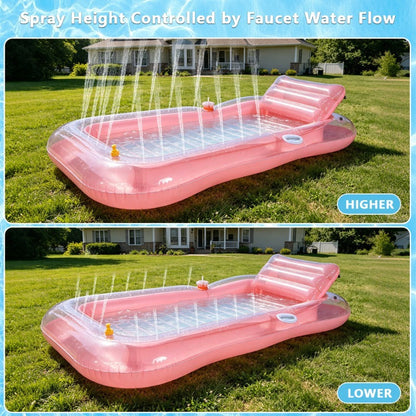 Pool Float Tanning Lounger, 74.8 x 45.2 Inches with Sprinkler Rim, Pillow, Cup Holder and Repair Patches